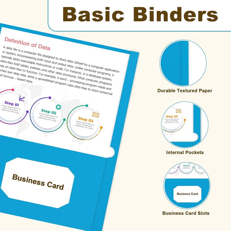 LAYZZ Folders with Pockets, 60 Pack Paper Pocket Folders, 2 Pocket File folders Fits Letter Size Paper, for School Office and Home (Light Blue) - Image 3